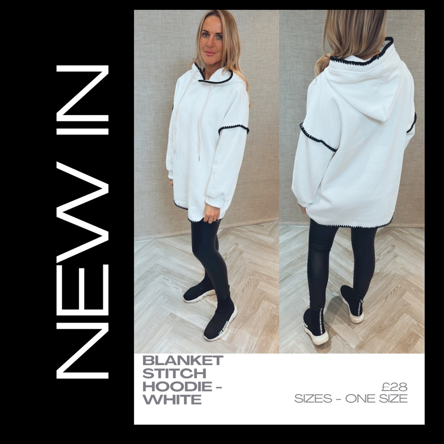 Blanket Stitch Hoodie - White