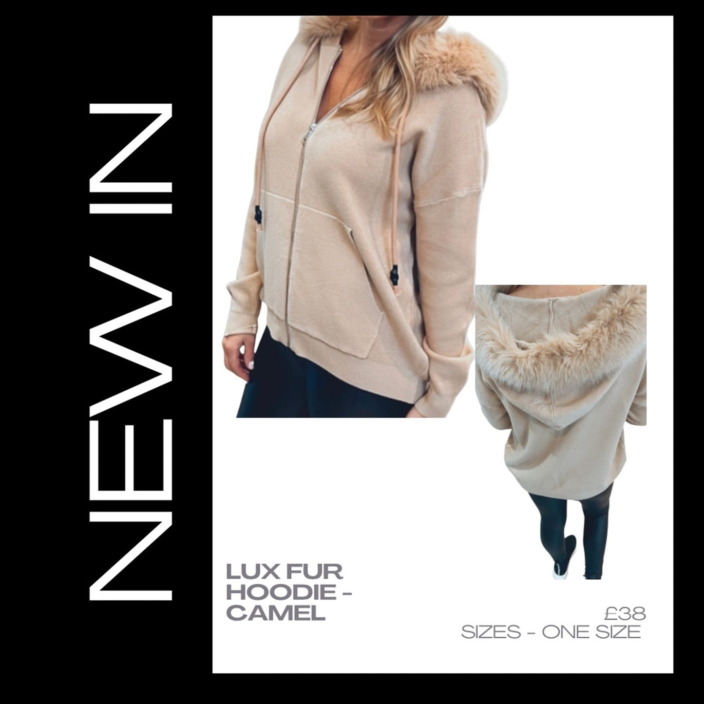 Lux Fur Hoodie - Camel