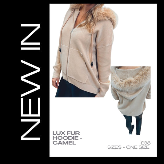 Lux Fur Hoodie - Camel