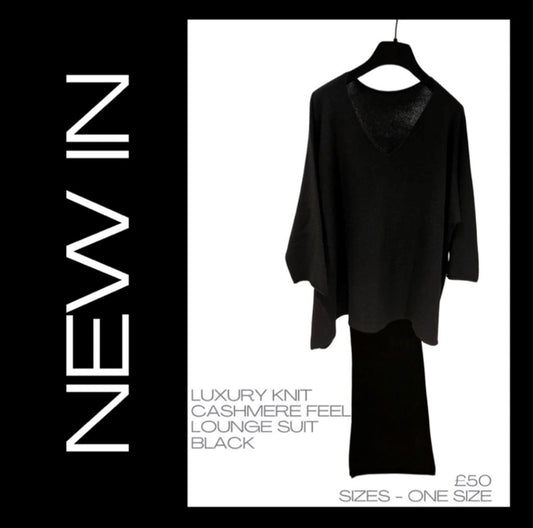 Luxury Knit Cashmere Feel Lounge Suit Black