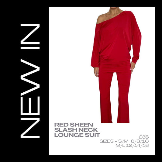 Red Sheen Slash Neck Lounge Suit