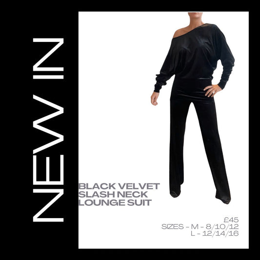 Black Velvet Slash Neck Lounge Suit