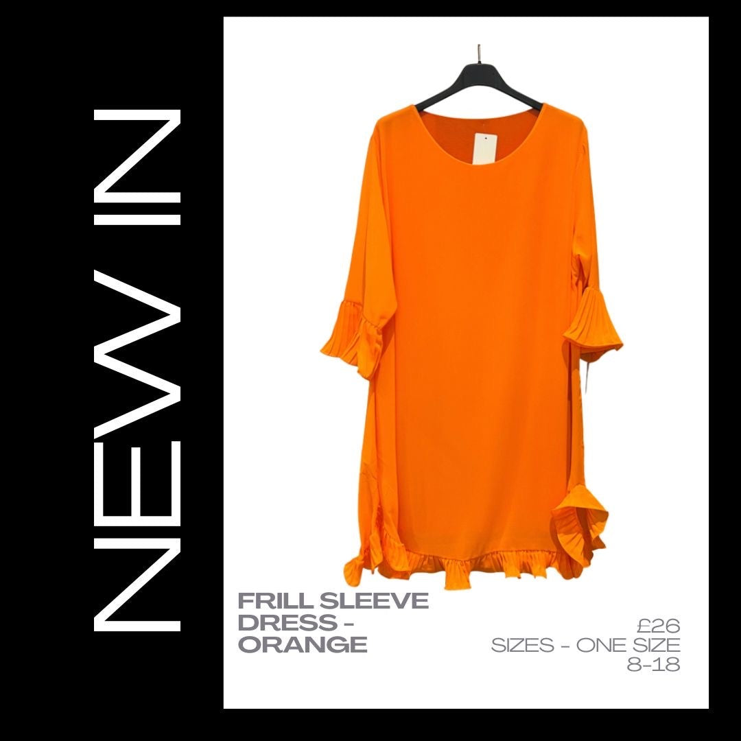 Frill Sleeve Dress - Orange