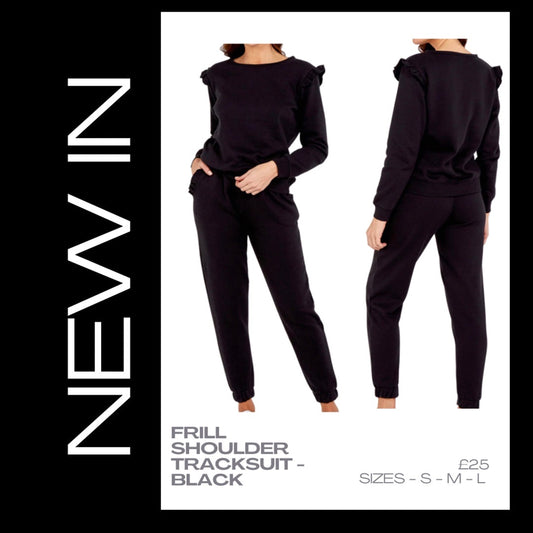 Frill Shoulder Tracksuit - Black